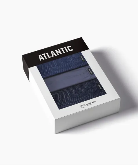 Мужские трусы (3шт) слипы классика  Atlantic 3MP-202, хлопок, кобальт + деним + темно-голубой