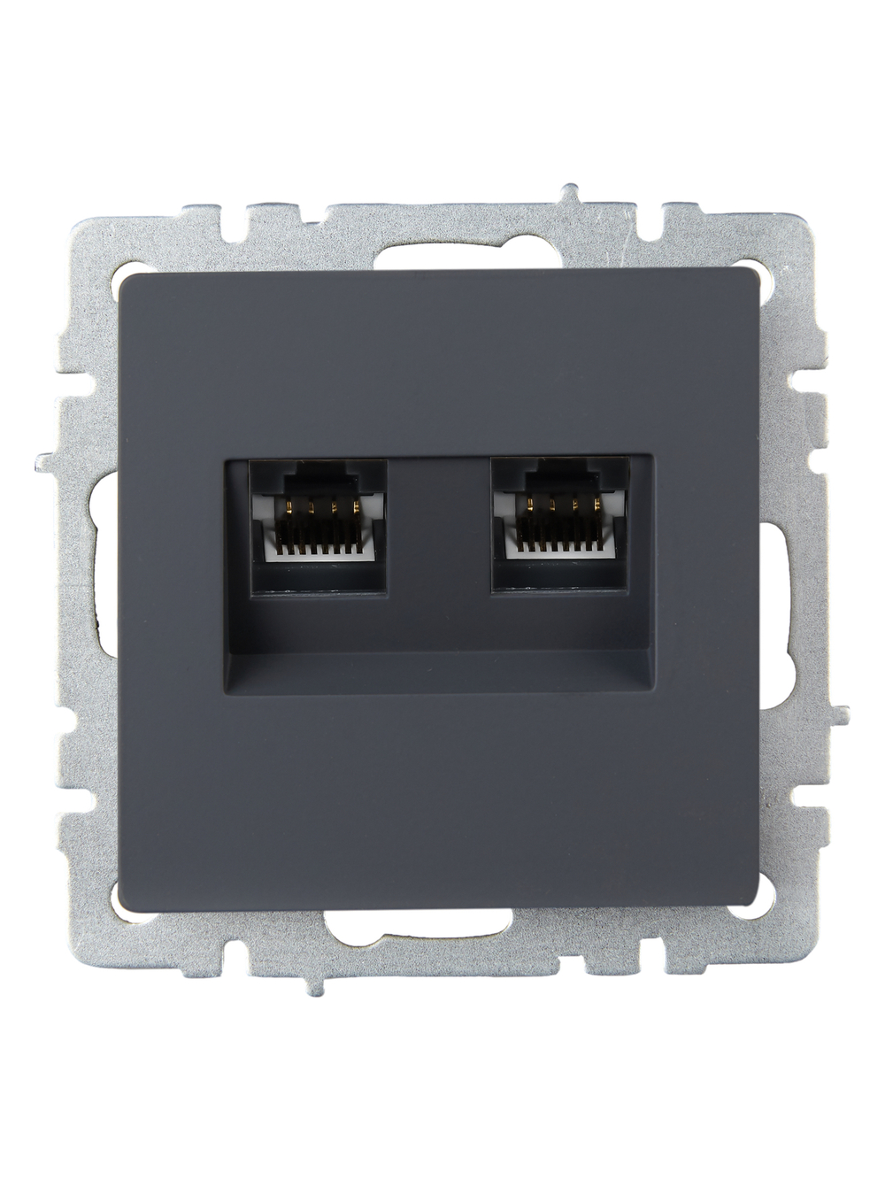 BRITE Розетка компьютерная двойная RJ45 кат.6 РК11-2-БрГ графит IEK