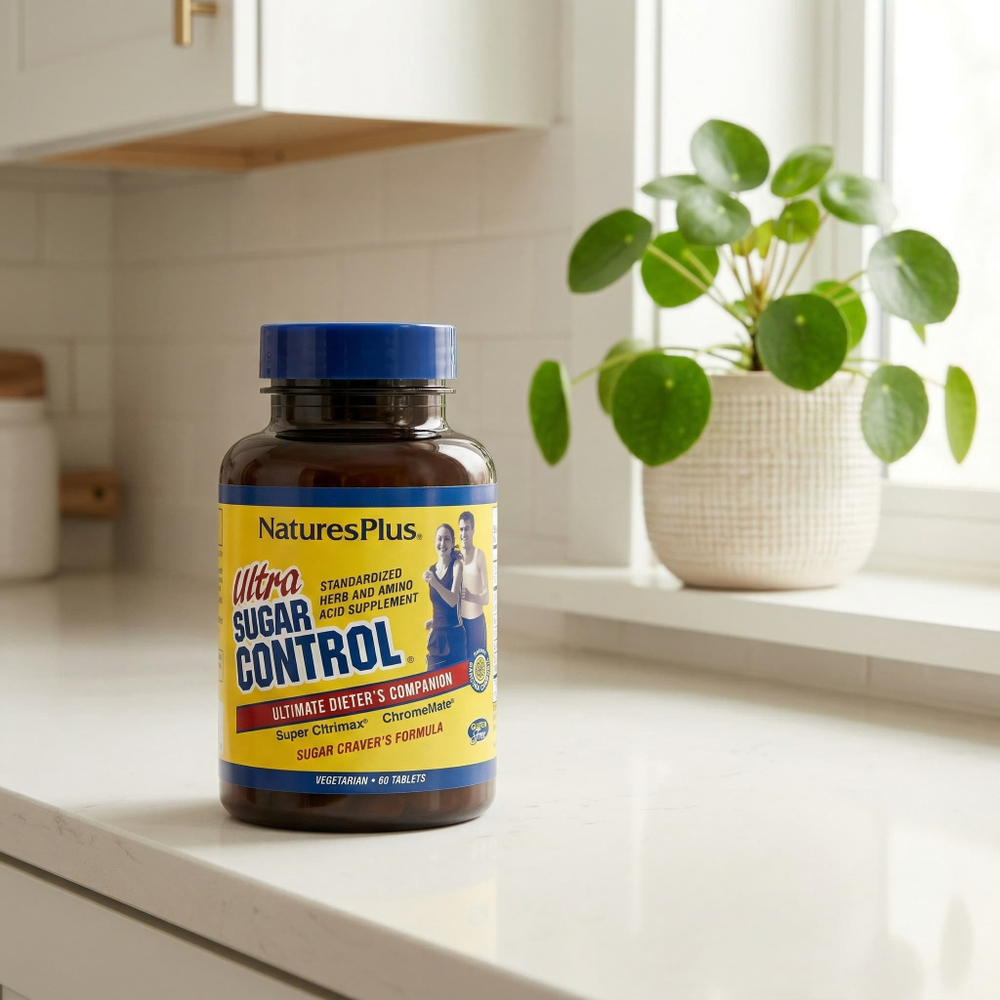 NaturesPlus, Пищевая добавка «Ультра контроль сахара», лучший спутник диетчика, 60 таблеток
