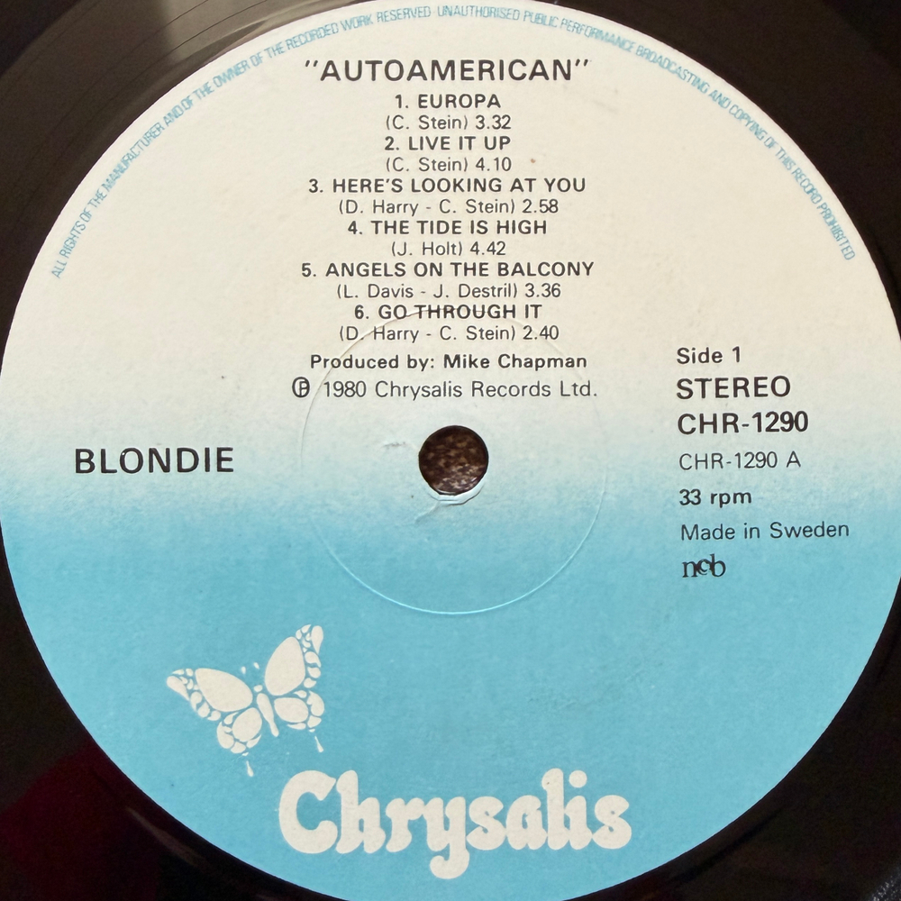 Blondie - AutoAmerican (Швеция 1980г.)