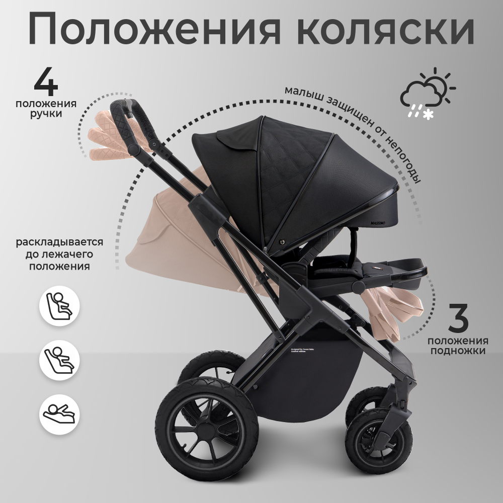 Коляска 2в1 Sweet Baby Massimo Black (Air)