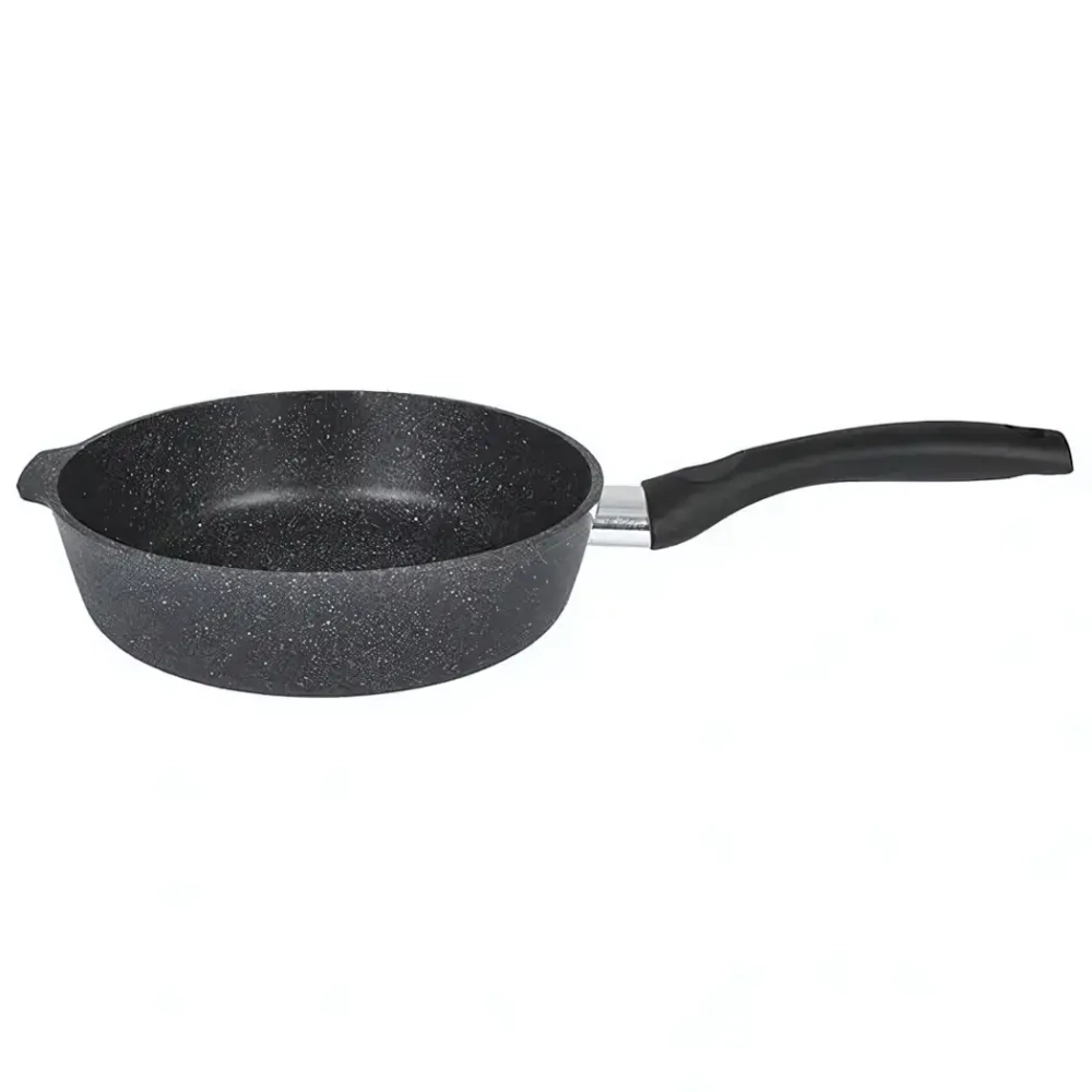 Сковорода глубокая 160мм с ручкой,АП линия «Granit» (black)