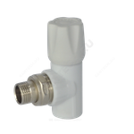 Клапан (вентиль) PP-R запорный белый Дн 20х1/2" Ру25 НР угловой для радиатора VALFEX 1014720012