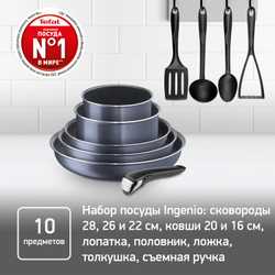 Набор посуды Tefal Ingenio Twinkle Grey 10 предметов 04180860
