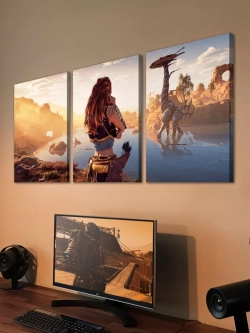 Модульная картина "Horizon zero dawn sun" 150х70см