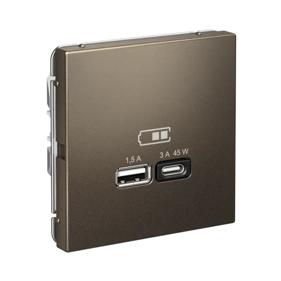 Розетка с USB A+C Systeme Electric ArtGallery Мокко GAL000629