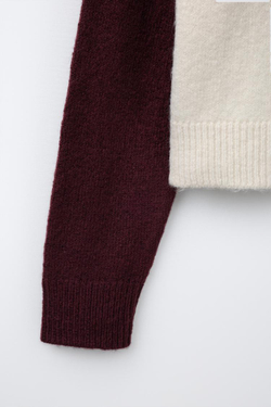 ZARA КАРДИГАН COLORBLOCK С ПРИНТОМ ЗВЕЗДЫ, ЭКРЮ