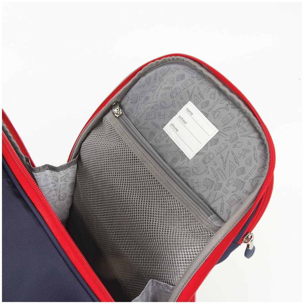 Рюкзак BRAUBERG CLASSIC, легкий каркас, премиум материал, Lion, синий, 37х32х21 см, 228829