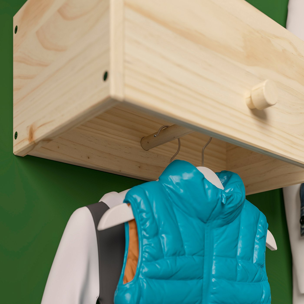 IKEA RAGGBERG  (ИКЕА РАГГБЕРГ)  -  Вешалка для одежды с полкой - сосна 40x21x17 см