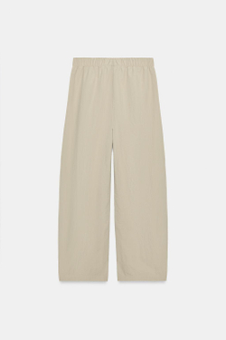 ZARA БРЮКИ ИЗ ТЕХНИЧЕСКОЙ ТКАНИ С ЭЛАСТИЧНЫМ ПОЯСОМ, ЦВЕТ ПРЯЖИ