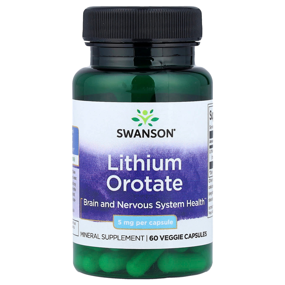 Swanson Vitamins, оротат лития, 5 мг, 60 растительных капсул