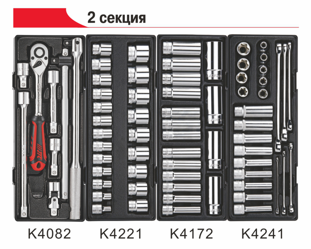 Тележка инструментальная 7 секций (JTC-5021) с набором инструментов 344 предмета JTC