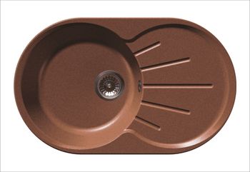 GRANFEST Мойка мрамор RONDO GF-R--750L  чаша с крылом 750*460мм   светло-розовый арт.GF-