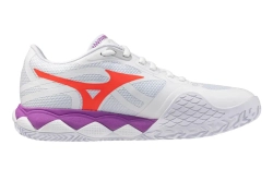 Женские Кроссовки теннисные Mizuno Wave Enforce Tour 2 CC - white/lava orange/dahlia