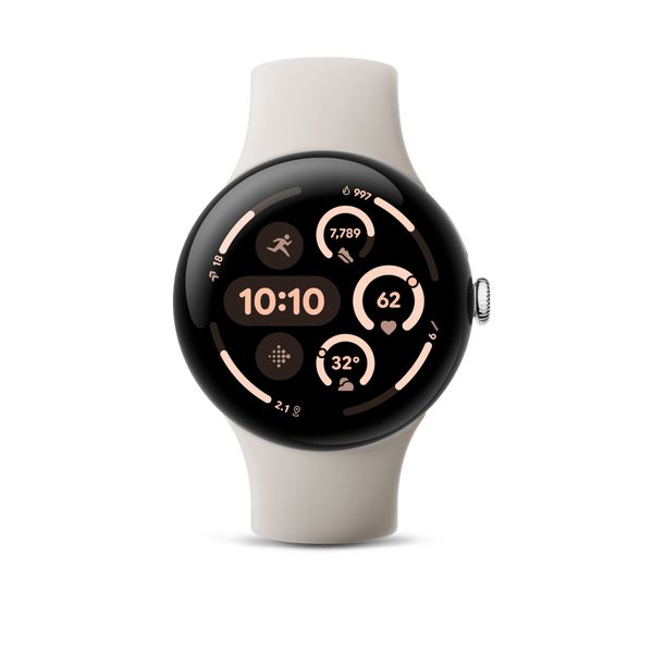 Умные часы Google Pixel Watch 3 45mm Wi-Fi + LTE (Polished Silver/Porcelain)