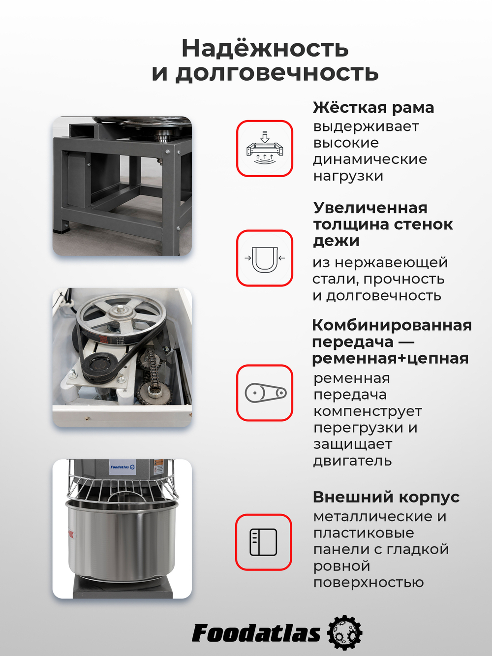 Тестомес спиральный HS-30A Foodatlas Eco 220В (графитовый)