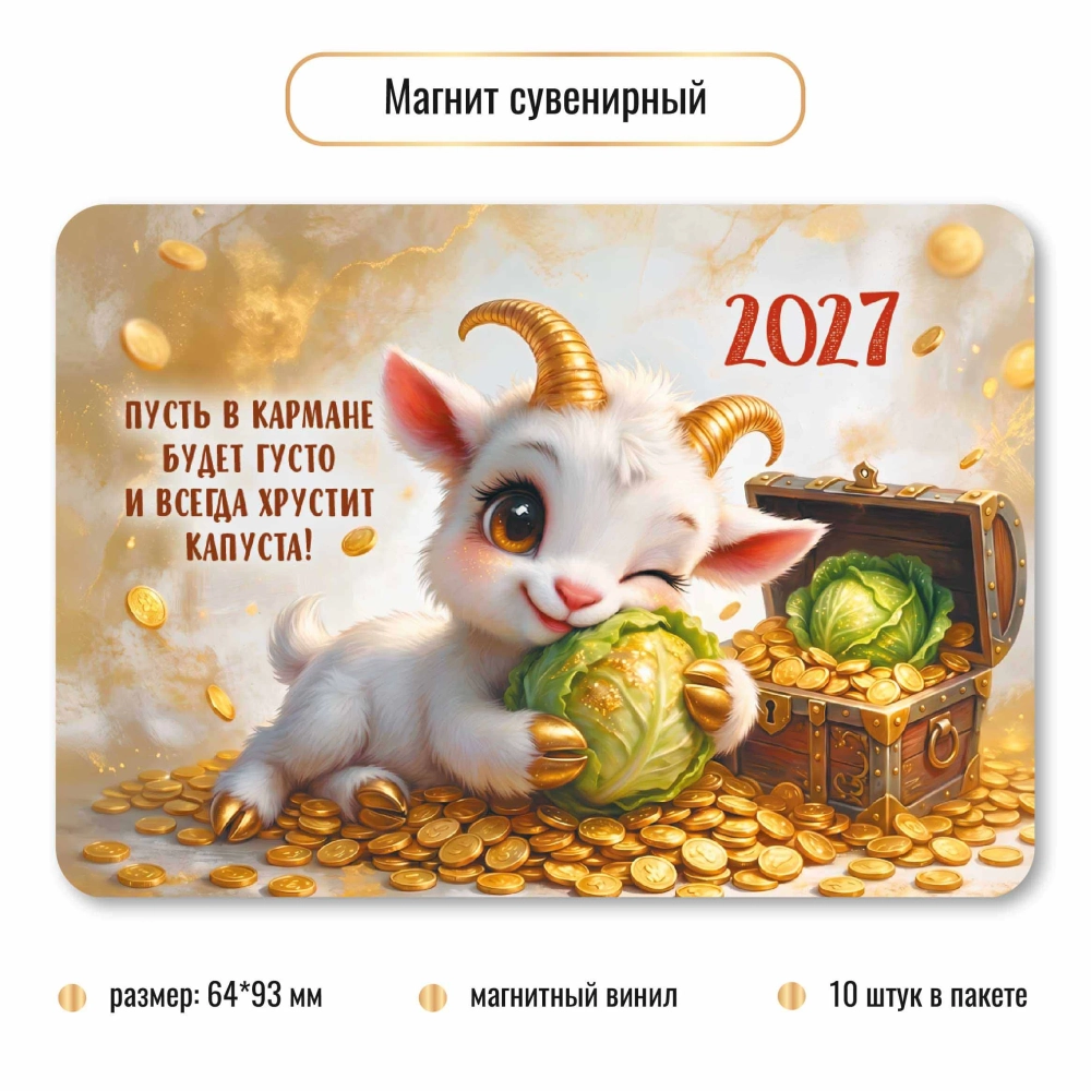 Магнит сувенирный 2027 символ года Капуста