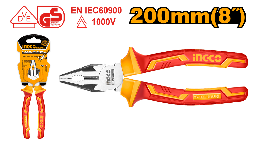 Плоскогубцы диэлектрические INGCO HICP28208 INDUSTRIAL 200 мм Плоскогубцы диэлектрические INGCO HICP28208 INDUSTRIAL 200 мм