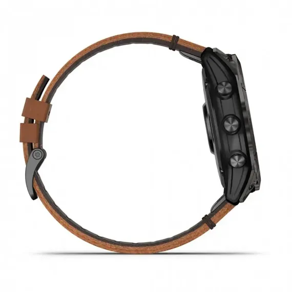 Garmin epix Pro (Gen 2) Sapphire Edition 51 мм, титановый угольно-серый, DLC, коричневый кожаный ремешок