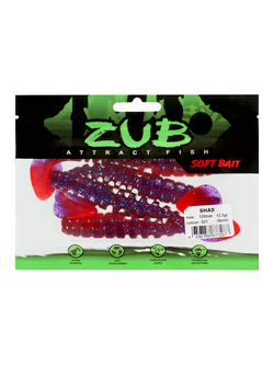 Приманка ZUB-SHAD 120мм(4,7")-5шт, (цвет 021) фиолетовый верх - красный низ