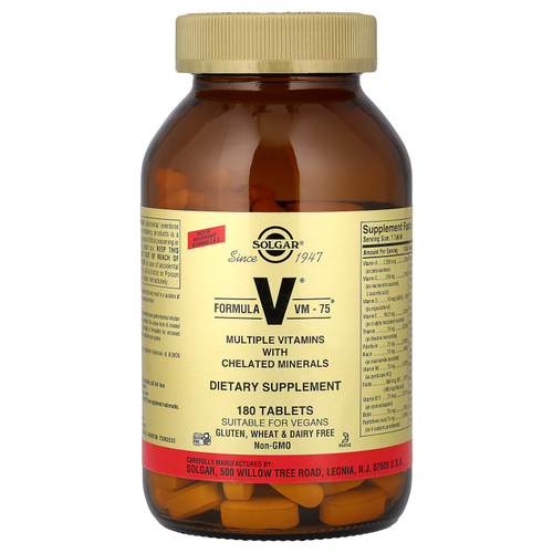 Solgar, Formula V®, VM-75®, 180 таблеток
