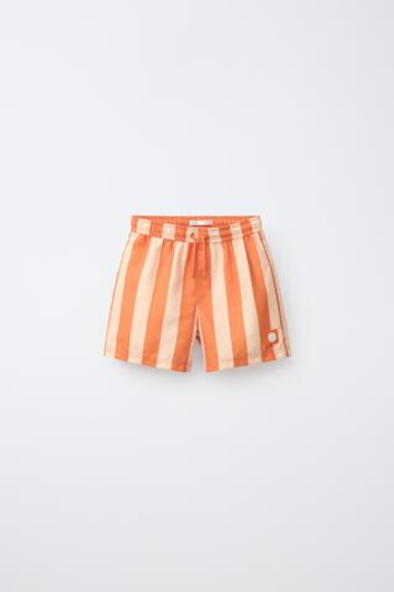 ZARA ПЛАВКИ В ПОЛОСКУ, ОРАНЖЕВЫЙ