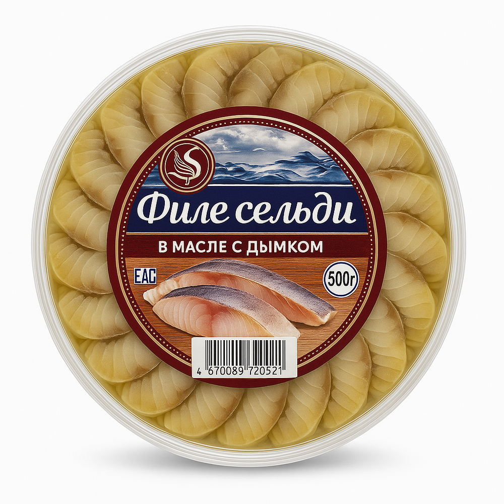 Филе сельди Рыбзавод в масле с дымком 500 гр