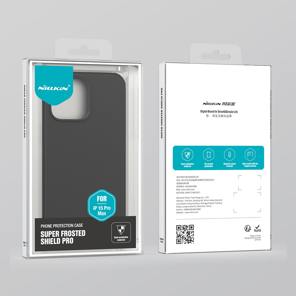 Усиленный противоударный чехол от Nillkin для iPhone 15 Pro Max, серия Super Frosted Shield Pro