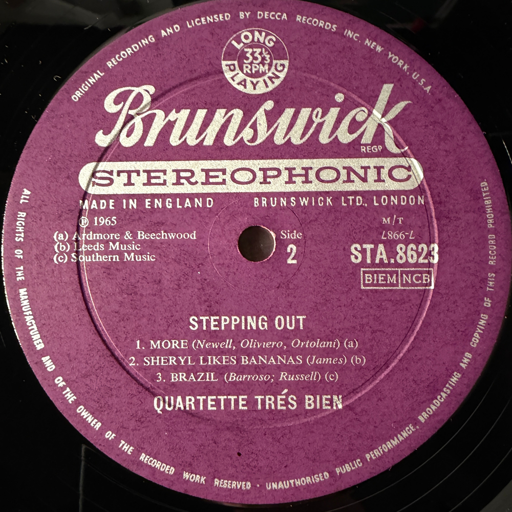 Quartette Trés Bien ‎– Stepping Out! The Exciting Piano Rhythms Of (Англия 1965г.)
