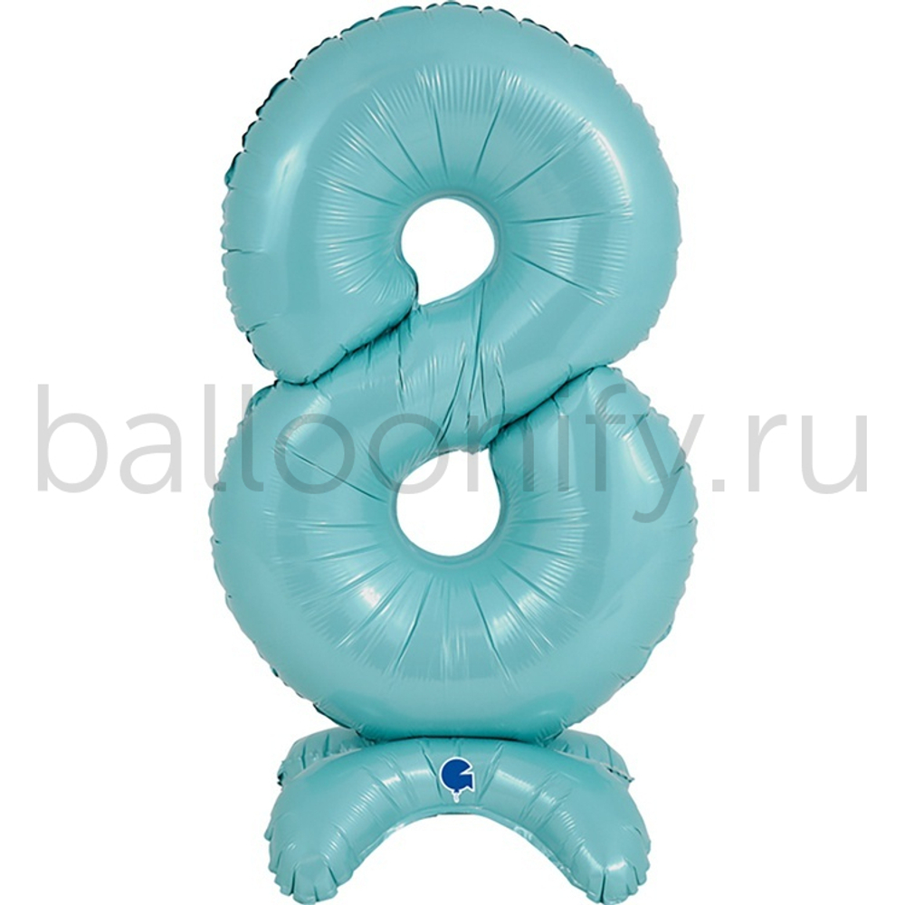 Шар ЦИФРА 8 Pastel Blue на подставке 25" 63 см