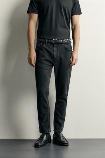 ZARA БАЗОВЫЕ ДЖИНСЫ SLIM FIT, УГОЛЬНЫЙ