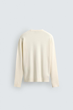 ZARA СВИТЕР ИЗ ВИСКОЗЫ С РЕЛЬЕФНЫМ УЗОРОМ, ЖЕЛТОВАТО-БЕЛЫЙ