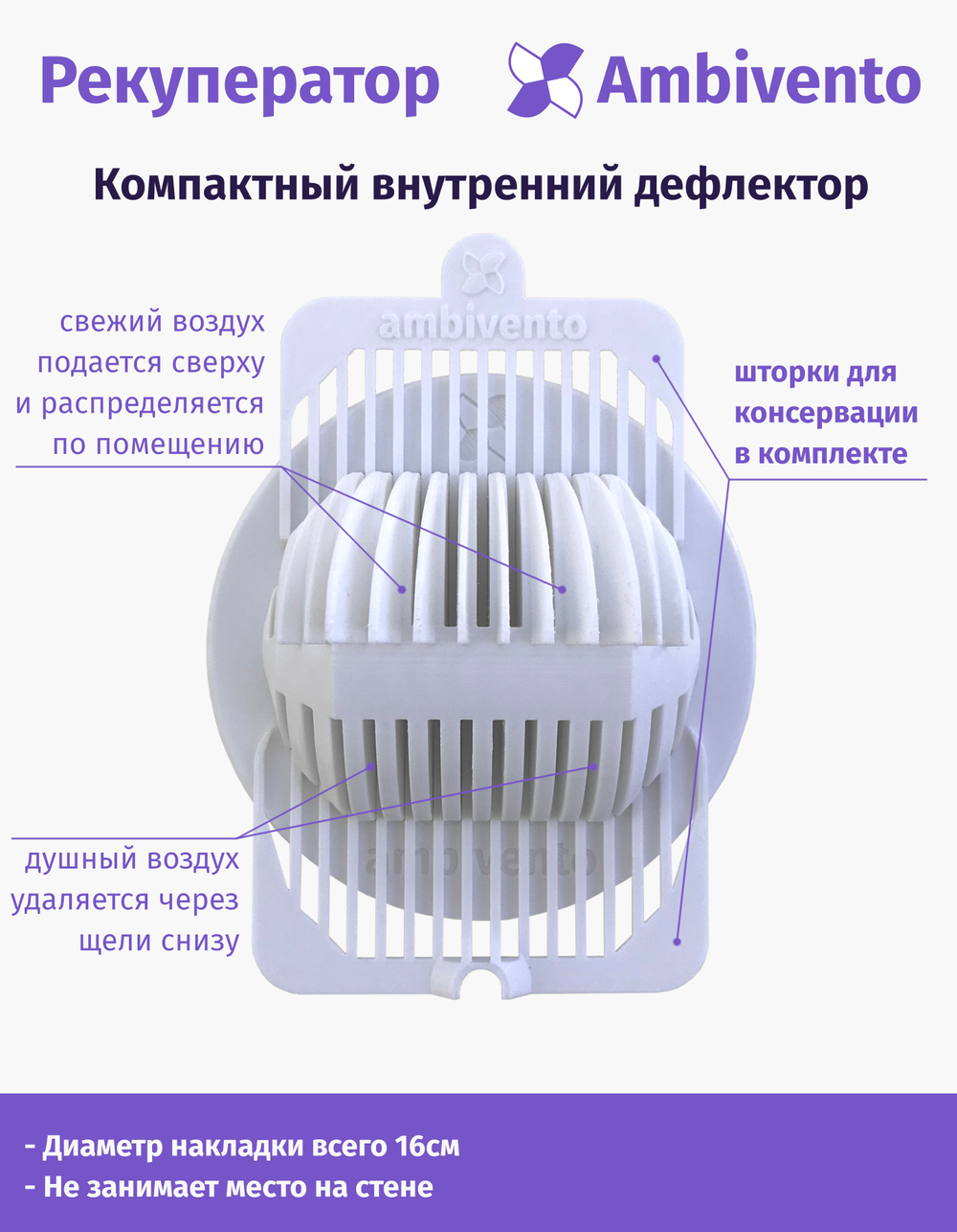 Рекуператор 60 м³/час для стен толщиной до 21см
