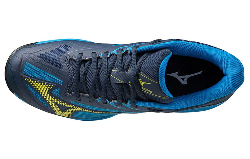 Мужские кроссовки теннисные Mizuno Wave Exceed Light 2 CC - dress blues/bolt2 neon/closine