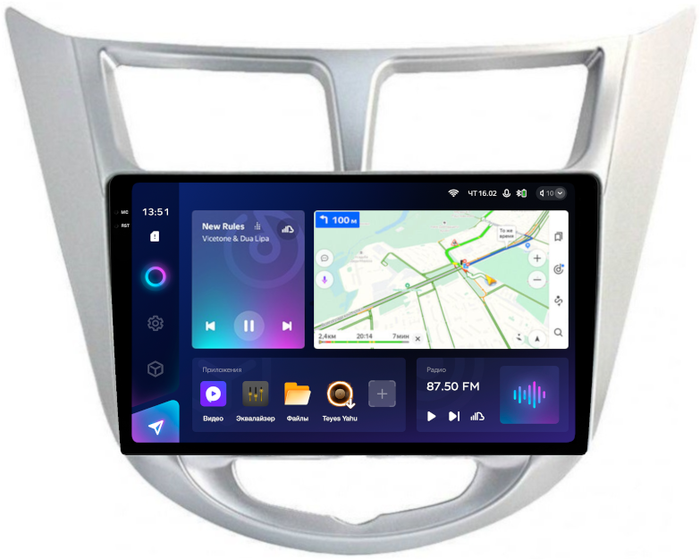 Магнитола для Hyundai Solaris 1 2010-2016 (рамка серебро) - Teyes CC3-2K на Android 10, Быстрая, 2K QLED, CarPlay, 4G SIM-слот