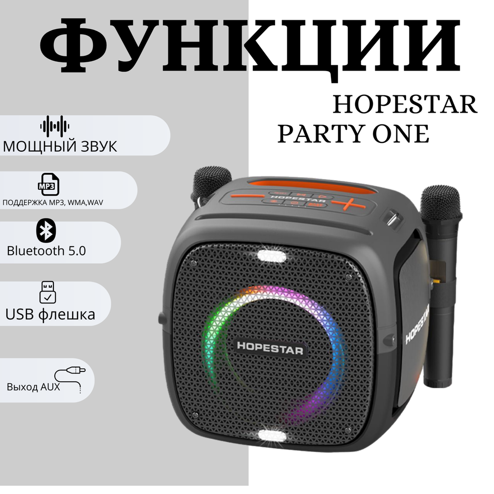 Портативная Bluetooth-колонка Hopestar "Party One", 12500mAh, 80Вт, FM-радио