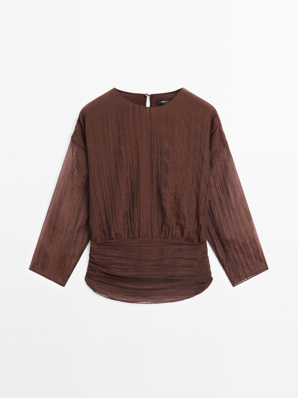 Massimo Dutti Блуза с драпировкой, карамельный