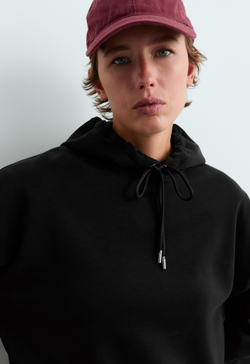 Oysho Толстовка с модалом и начесом Boxy, черный