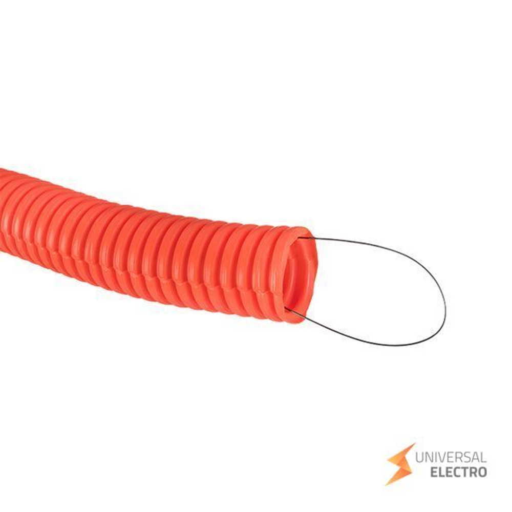 Труба гофр, ПНД с протяжкой d63 мм (15 м) оранжевая EKF-Plast