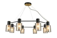 Люстра подвесная Rilon 74705/8 COPPER+BLACK, 8×40 Вт, чёрная и латунная