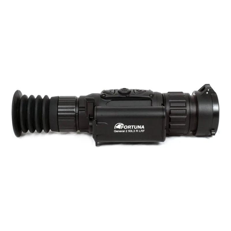 Тепловизионный прицел FORTUNA General 2 50L3 R LRF 1500/ Фортуна Генерал 2 50Л 3 Р ЛРФ - вид сбоку с логотипом бренда