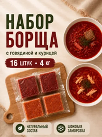 Набор домашнего борща с говядиной и курицей / 16 шт