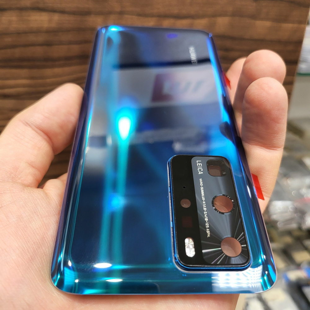 Крышка для Huawei P40 Pro - задняя стеклянная панель "Хорошее качество" (синего цвета)