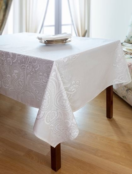 Скатерть 150x270 и 12 салфеток Vallesusa Perla 15648 Bianco