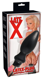 Надувная анальная втулка Latex-Plug - 20 см. (Цвет: черный)