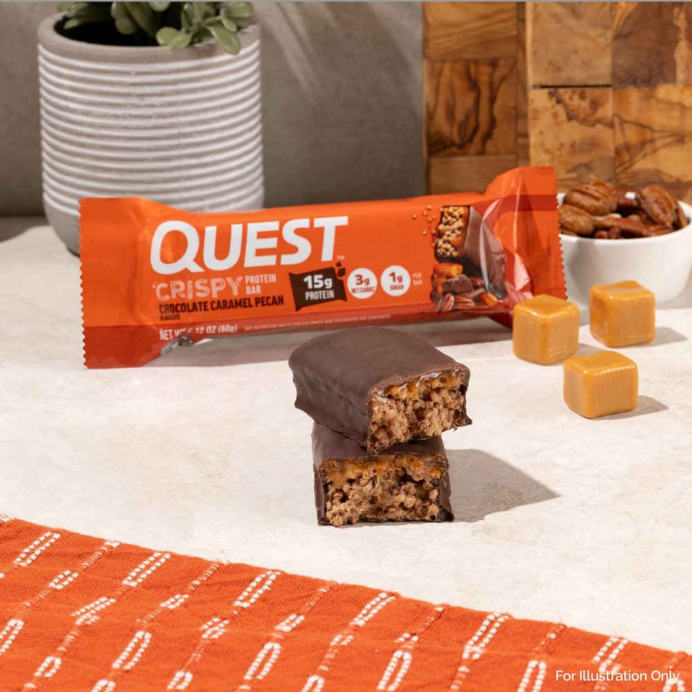 Quest Nutrition, Hero Protein Bar, хрустящий шоколад с карамелью и пеканом, 12 батончиков, 60 г (2,12 унции)