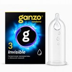 Презервативы GANZO Invisible, гладкие, супертонкие, с доп. смазкой, 3 шт