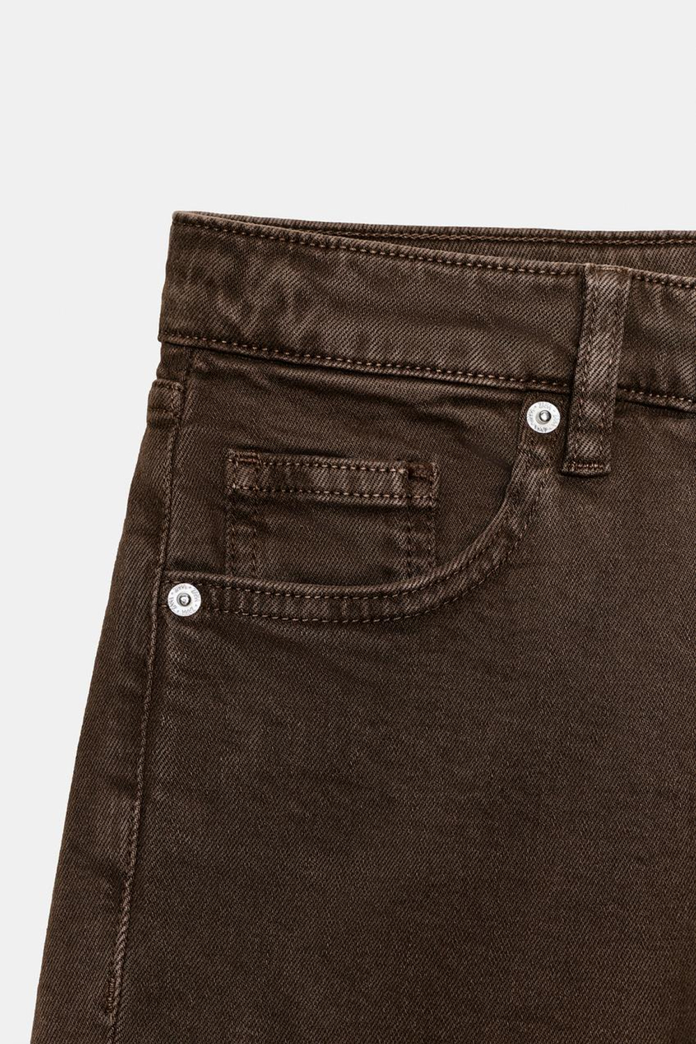 ZARA ДЖИНСЫ TRF CROPPED FLARE С ВЫСОКОЙ ПОСАДКОЙ, КОРИЧНЕВЫЙ