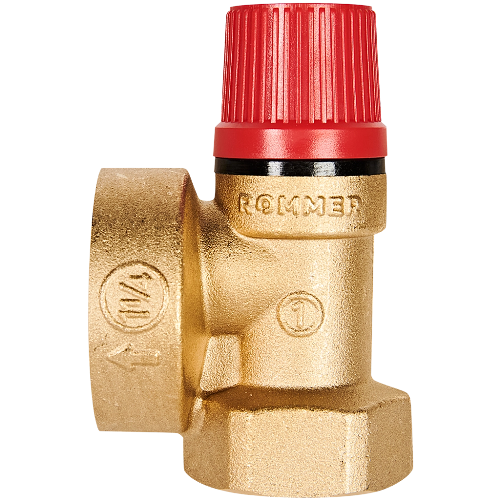 Клапан предохранительный ROMMER - 1", сброс 1 1/4" (ВР/ВР, Tmax 110°C, 3 бар)