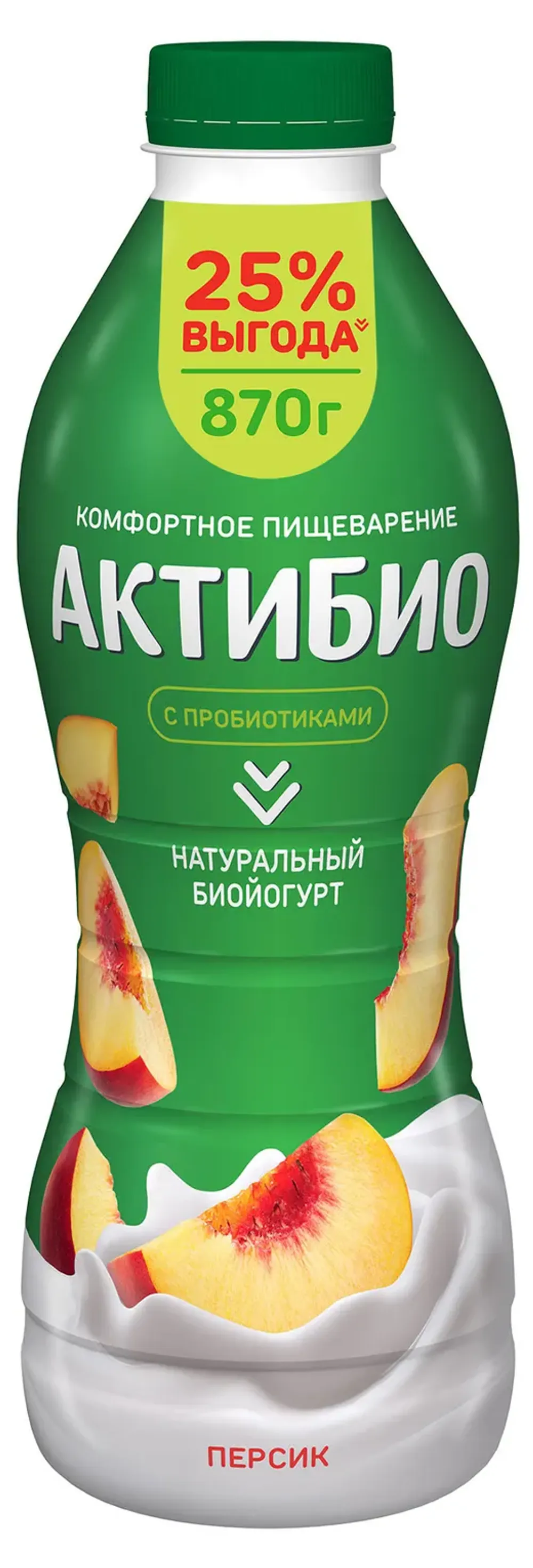 Йогурт Актибио питьев 870г Персик